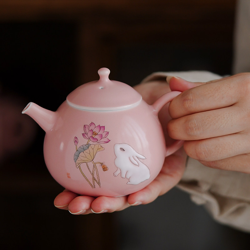 勾画 原创全手绘可爱桃花荷花兔子茶壶功夫茶红茶中式泡茶壶,餐饮具,茶壶,淘宝优惠券,粉丝福利购,淘宝优惠卷