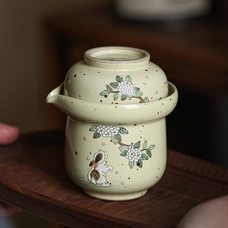 勾画手工粗陶景德镇手绘旅行套装