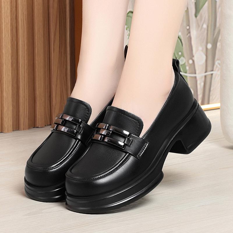 苏二十七英伦风粗跟厚底乐福鞋