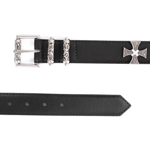 CGYYDS 25新款古银真皮 忧郁的富二代双钉十字架进口朋克做旧皮带