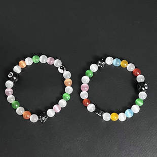 CGYYDS黑八太极骰子彩色猫眼石手链INS复古CleanFit风格潮流配饰