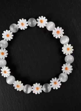 CGYYDS猫眼石白月光花花贝壳小雏菊手链INS风弹力绳男女同款手串