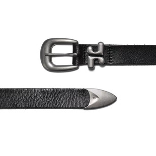 CG25头层牛皮异形介指拼图匕首尾夹镀银扣cleanfit复古自然纹腰带