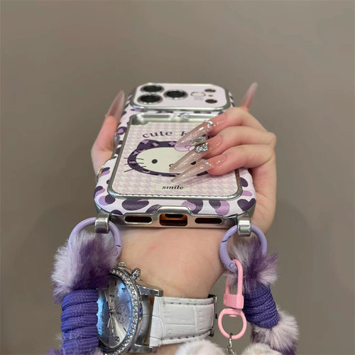 紫色豹纹KT猫iPhone17Pro手机壳