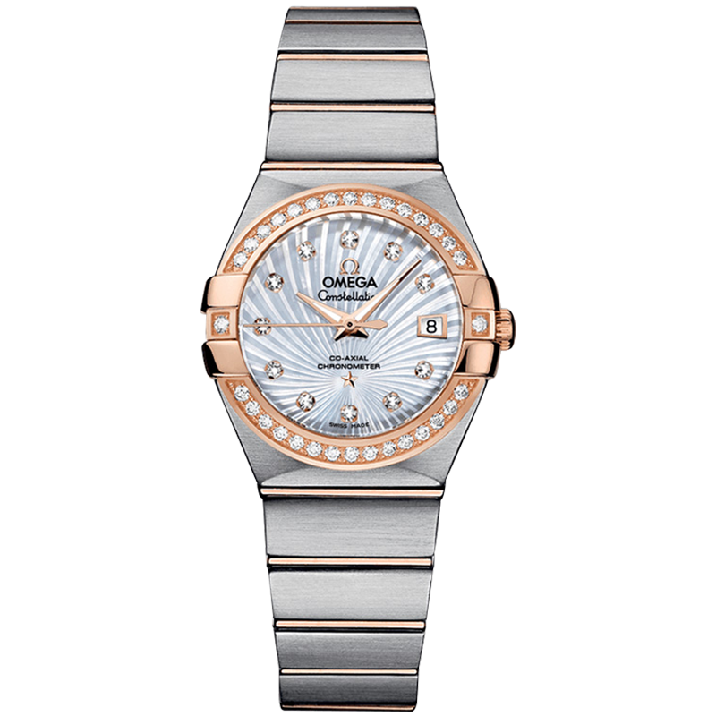 瑞士名表欧米茄omega星座系列镶钻机械女表123.25.27.20.55.001