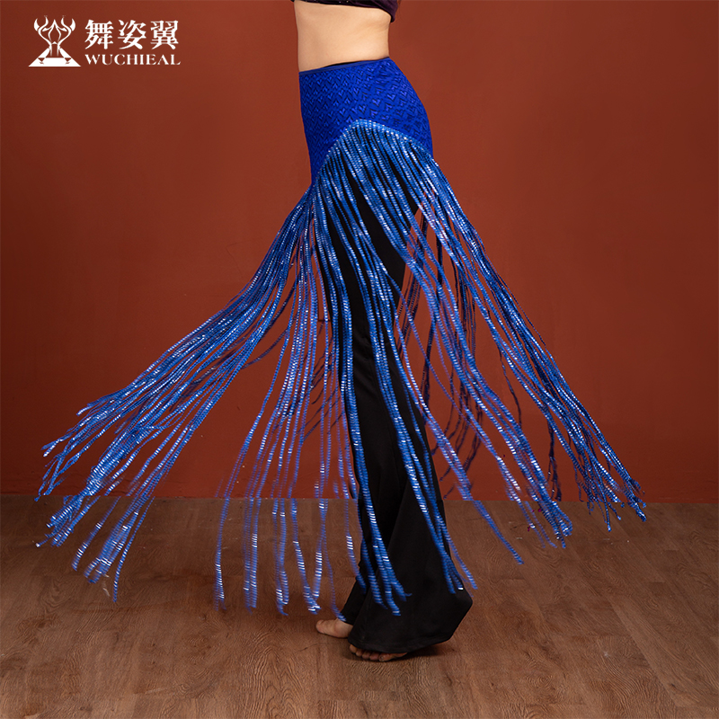 舞姿翼肚皮舞腰链蕾丝长流苏臀巾