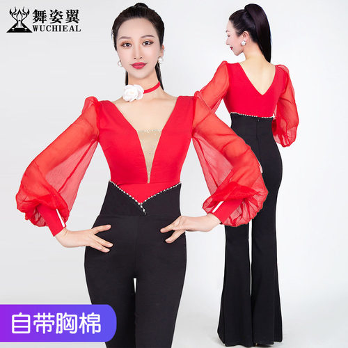 舞姿翼修身礼仪服走秀灯笼袖上衣
