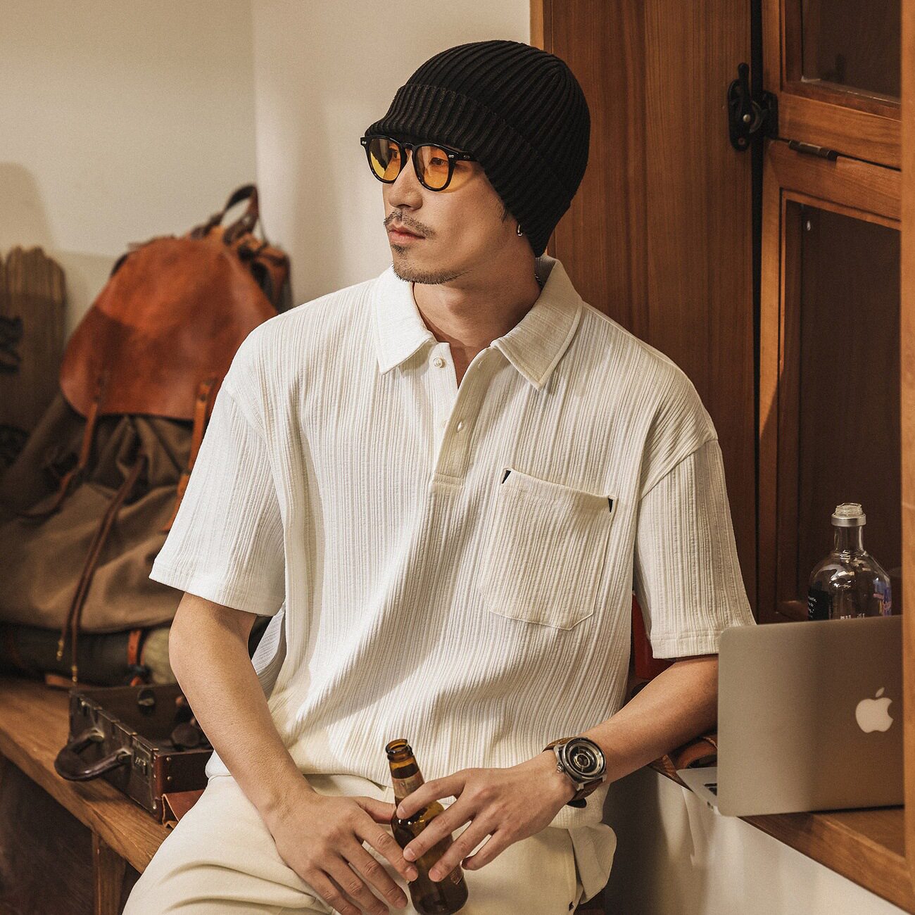 美式复古莫瑞老钱风Polo衫男士t