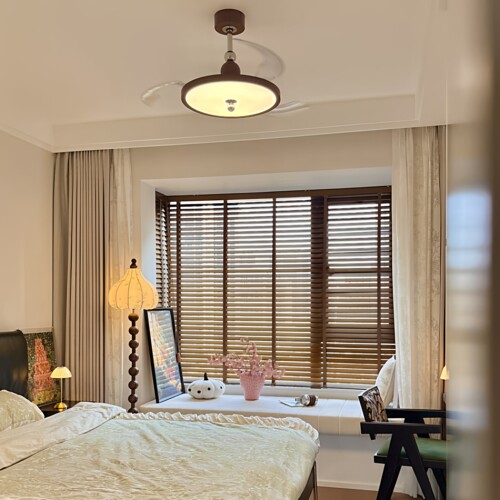 隐形风扇灯中古风餐厅吊扇灯