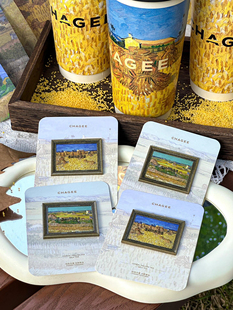 正品代购霸王茶姬新款晴山栖谷冰箱贴明信片纸杯纸袋等