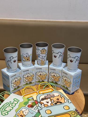 【正品代购】古茗联名线条小狗冷变杯卡套主题杯纸袋保温袋周边