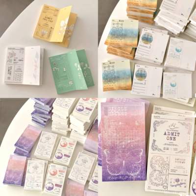 【分装】韩国mewmewbeam复古蝴蝶花卉票据邮票手帐便签素材纸