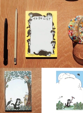 【分装】韩国huginn可爱黑猫森林猫咪list便签ins插画风手帐便签