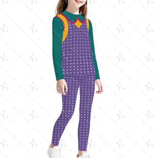 霍莉同款修身长袖长裤套装怪奇物语系列跨境热销印花打底裤打底衫