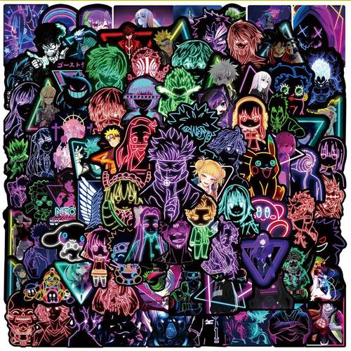 100PCS Neon Lamp Demon Slayer Several Mix Anime Stickers Dec