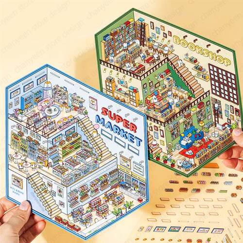 Plus Size Third-story Cabin Scene DIY Sticker Highly Playabl