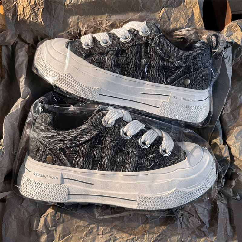 【王鹤棣卓沅同款】重奏梅花厚底休闲男女鞋2026新款增高帆布鞋潮