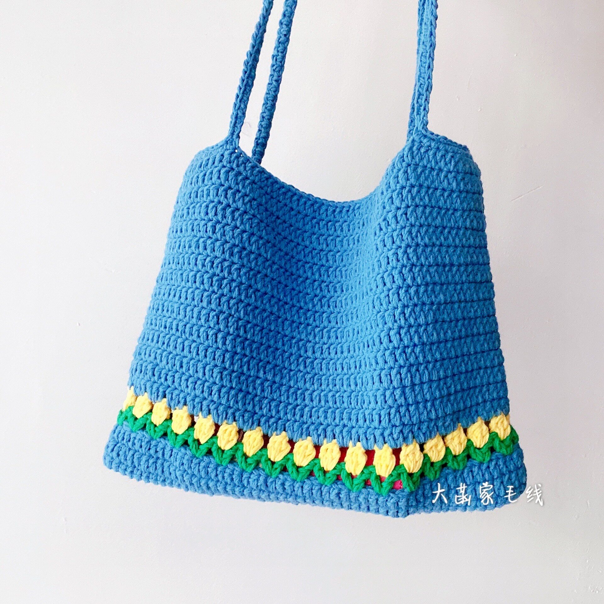 OHAN HOME WOOLEN ONE SHOULDER CROSSBODY TULIP LARGE CAPACITY BAG MILK COTTON NOVICE CROCHET MATERIAL BAG