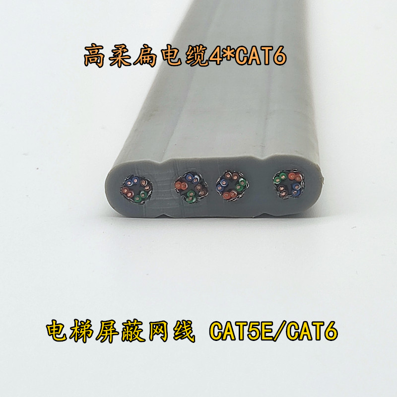 TVVBP电梯随行扁平线监控网线带电源一体8芯2/4组CAT5E/6+2*0.75