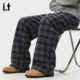 Bcfauae 运动裤 NB格子裤 New 男春季 加厚绒美式 子慵懒风直筒休闲裤