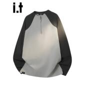 New 春秋宽松运动T恤潮 t恤男士 Bcfauae NB慵懒风撞色圆领长袖