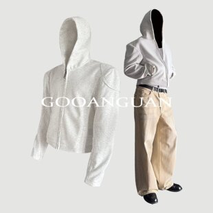 New Bcfauae NB美式正肩连帽卫衣外套男秋季重磅硬挺cleanfit连帽