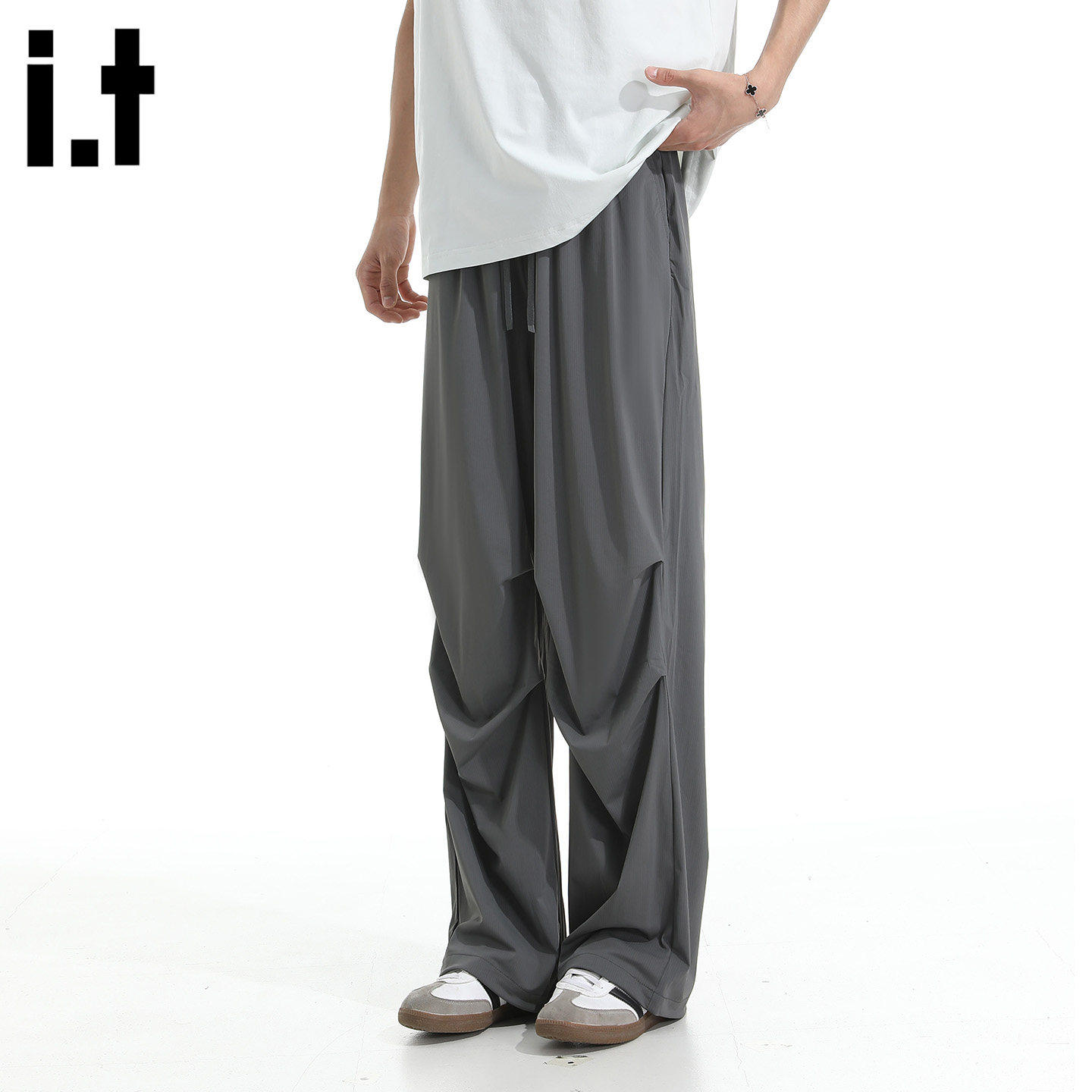 New Bcfauae NB美式薄款褶皱休闲裤男女款夏季潮流工装长裤