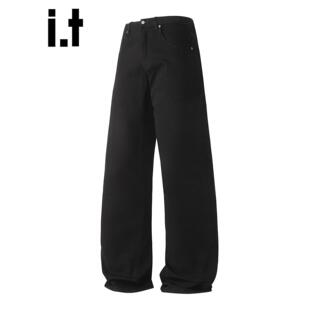 New Bcfauae NB黑色宽松直筒牛仔裤男士新款春秋窄版阔腿长裤