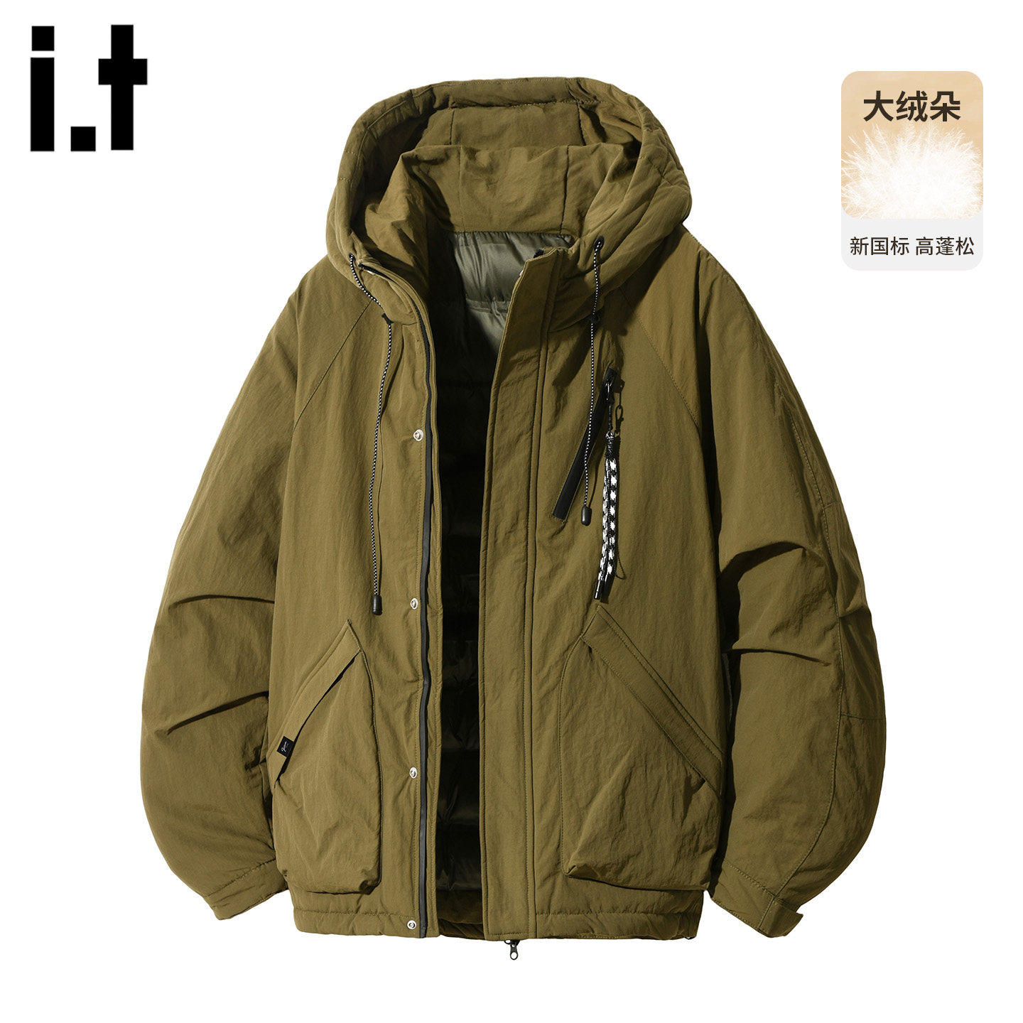 New Bcfauae NB军绿色连帽工装羽绒服男士冬季户外保暖白鸭绒外套