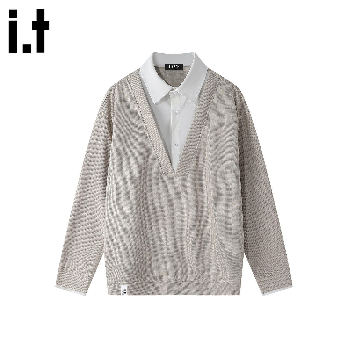 New Bcfauae NB拼接假两件polo领长袖T恤男款秋宽松正肩上衣