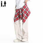 格子衬衫 拼接阔腿裤 夏季 New 男女款 NB美式 裤 休闲 Bcfauae 长裤