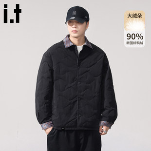 New Bcfauae NB黑色轻薄衬衫式羽绒服男款冬季保暖90鸭绒外套