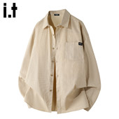 Bcfauae 新款 NB复古条纹长袖 New 衬衫 男士 春秋季 宽松休闲上衣