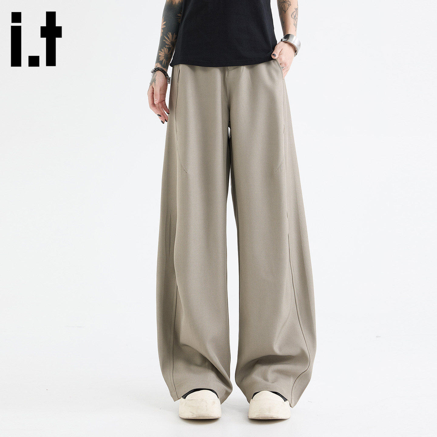 New Bcfauae NB松紧腰休闲 西裤宽松阔腿西装裤男女夏秋季长裤