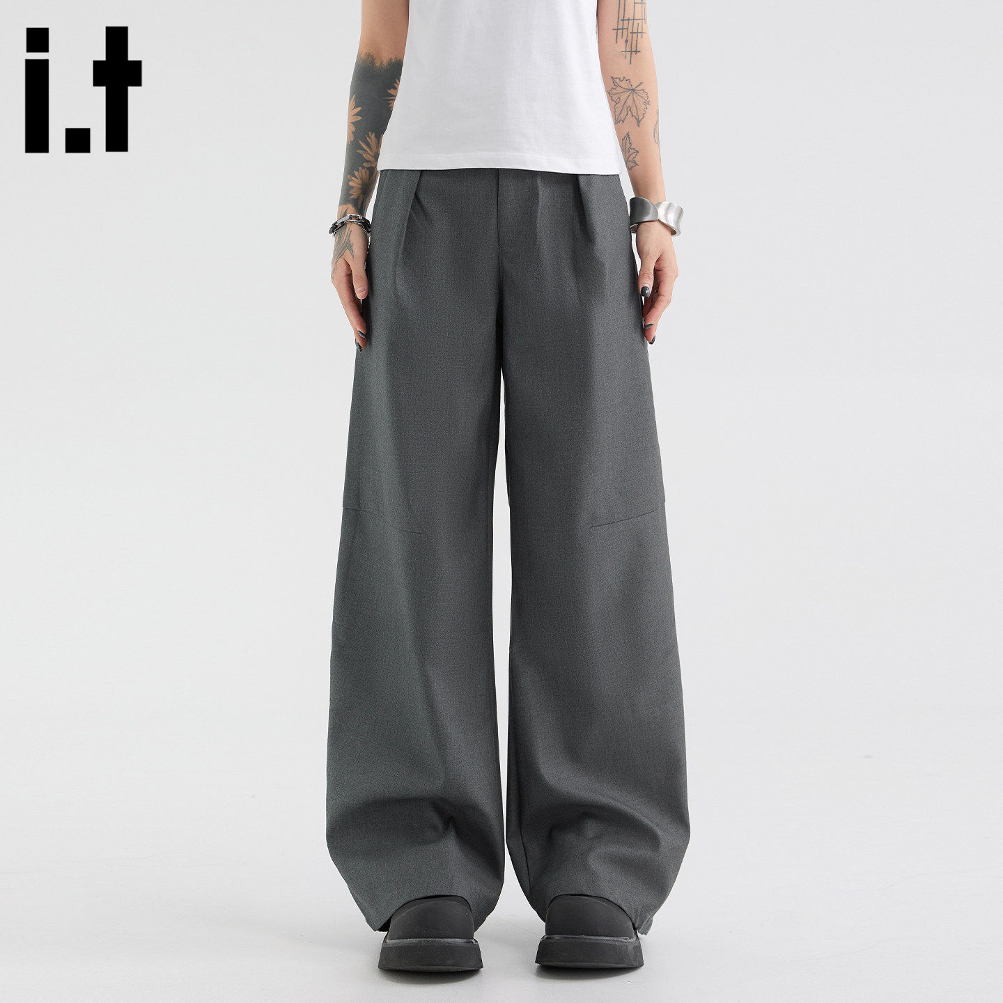 New Bcfauae NB灰色休闲西裤宽松西装裤男女夏秋季阔腿裤长裤