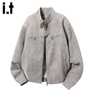 New Bcfauae NB美式麂皮机车服皮衣夹克男款冬季防风机能外套