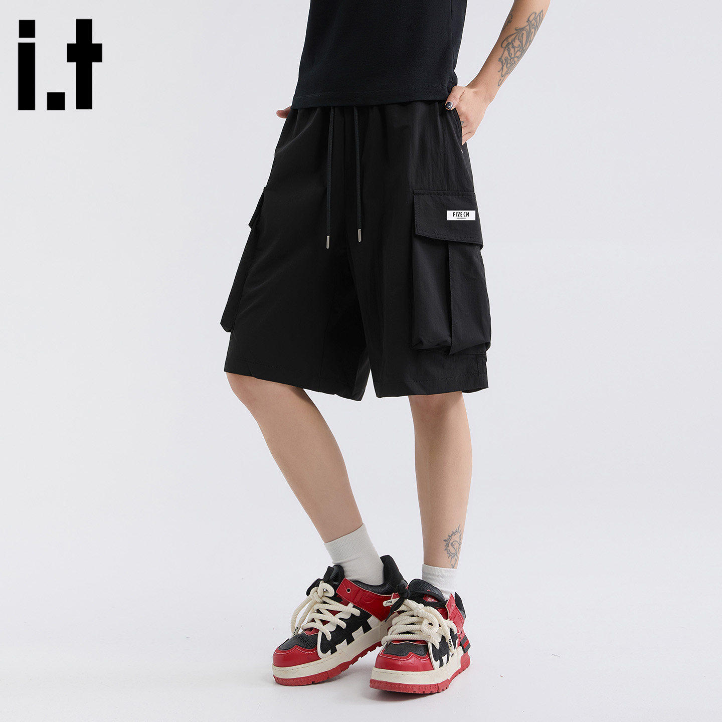 New Bcfauae NB黑色冰丝薄款速干五分裤宽松工装裤男女夏短裤