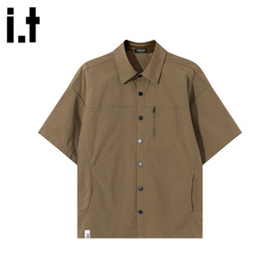 New Bcfauae NB美式潮牌短袖工装衬衫男款新款夏季高级感上衣