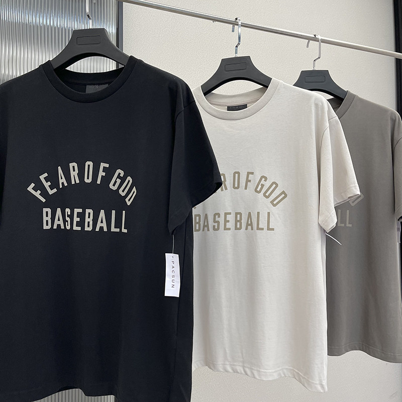 fear of god fog第七季主线baseball字母高街潮流嘻哈短袖情侣t恤