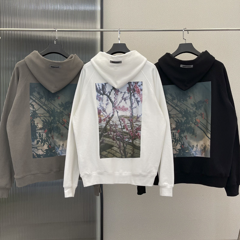 新款fog花卉卫衣fear of god essentials复线男女高街宽松潮连帽
