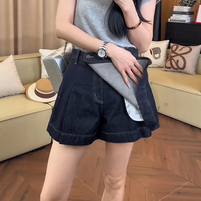 大码2025夏季薄款高腰不规则牛仔裙裤女胖mm遮胯显瘦a字半身裤裙