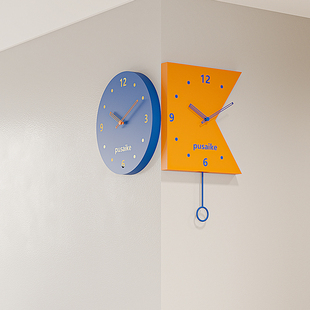 2026新款 现代简约客厅静音拐角双面挂钟家用静音转角时钟餐厅钟表