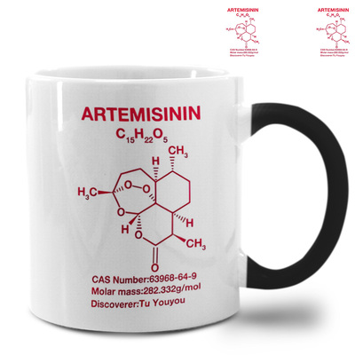 潮青蒿素化学分子式Artemisinin疟疾屠呦呦变色杯马克杯陶瓷水杯