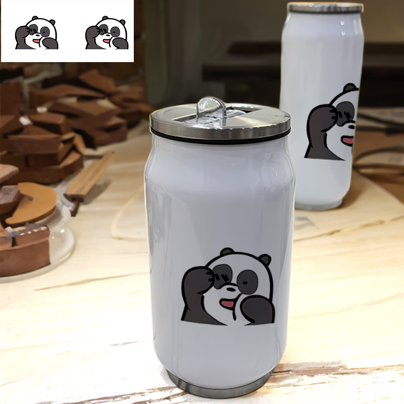 咱们裸熊跑步防漏隔热时尚男女登山学生早餐户外304不锈钢保温杯