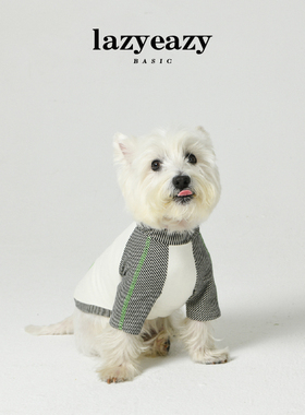 Lazyeazy宠物狗狗衣服条纹打底衫加绒撞色四脚衣舒适中小型犬衣服