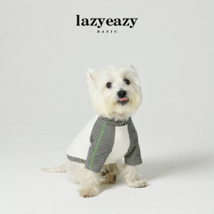 Lazyeazy宠物狗狗衣服条纹打底衫 加绒撞色四脚衣舒适中小型犬衣服