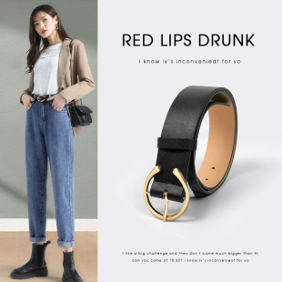 宽腰带2022新款 HONGCHUN皮带女款 时尚 简约百搭牛仔裤 ins风夏季