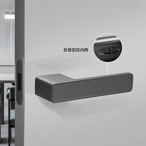 黑色极简门锁生态一体锁卧室卫生间房门木门锁室内磁吸静音门SS59