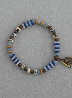 回声木珠手链新中式简约大气董洁同款度假风蓝白色串珠手链