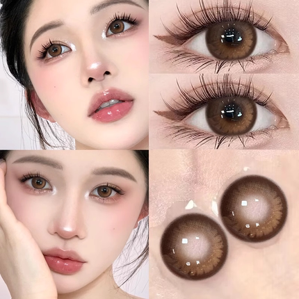 9.9一副】棕色美瞳半年抛小大直径自然隐形眼镜正品官方旗舰店JLB